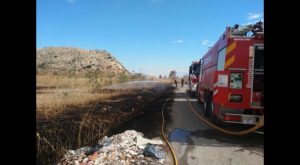 Un incendio de cañar y vegetación en Granja obliga a utilizar medios aéreos