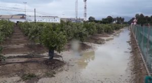 Campos inundados y carreteras cortadas en el interior de la comarca