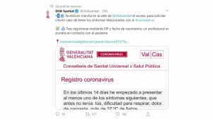 Nueva página web para solicitar cita en caso de presentar síntomas