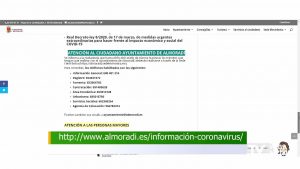 Almoradí pone en marcha información sobre el coronavirus en su web municipal
