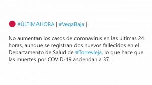 La Vega Baja no registra ningún caso de coronavirus en 24 horas