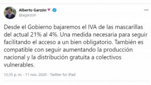 El Gobierno baja finalmente el IVA de las mascarillas: se pasa del 21% al 4%