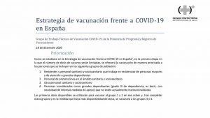 El orden de vacunación: primero las residencias; luego, personal sanitario de primera línea