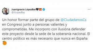 El terremoto político en Ciudadanos hace que el oriolano Juan Ignacio López Bas vuelva al Congreso
