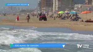 Primera multa por bañarse con bandera roja en una playa de Guardamar del Segura