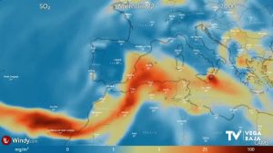 Pendientes de la llegada del dióxido de azufre a la Península Ibérica desde La Palma