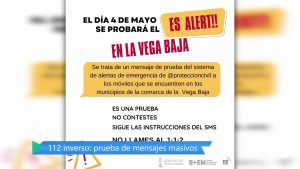 Los móviles de la Vega Baja recibirán este jueves un mensaje de prueba sobre alerta de inundaciones