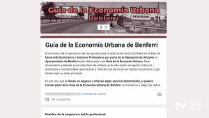 Benferri prepara una "Guía de la Economía Urbana" para unir a empresas y profesionales del municipio