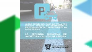 Zona azul gratuita del 15 al 31 de agosto para los coches en Callosa