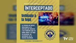 La Policía Local de Catral intercepta un vehículo que se había dado a la fuga tras provocar un accidente