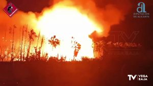 Un gran incendio de vegetación en Almoradí alcanza dos viviendas