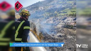 Los bomberos de Almoradí evitan que un incendio de matorral alcance un grupo de viviendas en Rojales