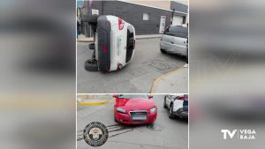Vuelca un coche con una mujer y cuatro menores tras sufrir un accidente en Benejúzar