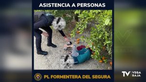 La Policía Local de Formentera del Segura rescata a una mujer tras una caída en un camino de la huerta